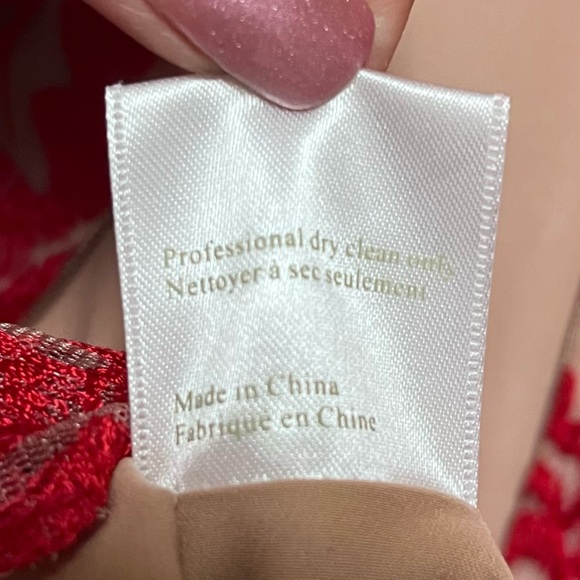 Marchesa Notte Embroidered Mini Dress Red Lace Cap Sleeve Flare Valentines SZ 10 - Picture 13 of 15